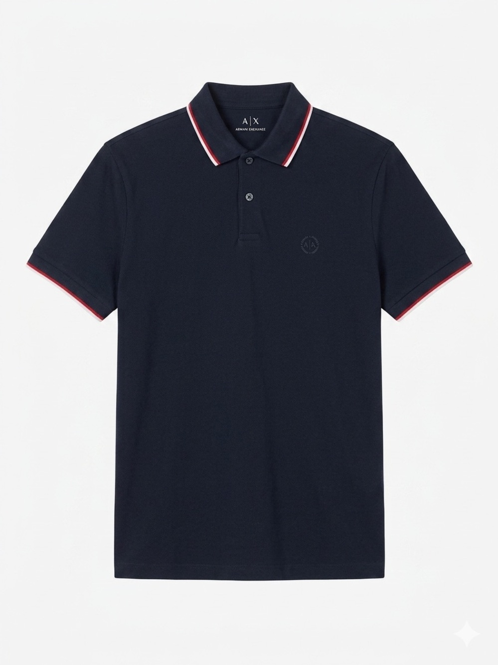 Armani Exchange Navy Polo with Red and White Trim